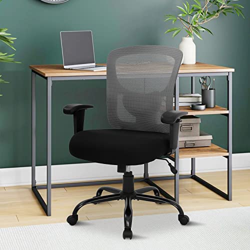 Big And Tall Office Chair 400Lbs Wide Seat Ergonomic Mesh Computer Desk Chair With Lumbar Support, Adjustable Armrests Rolling Swivel Chair Modern Executive Task Chair For Adults, Grey #TOP15