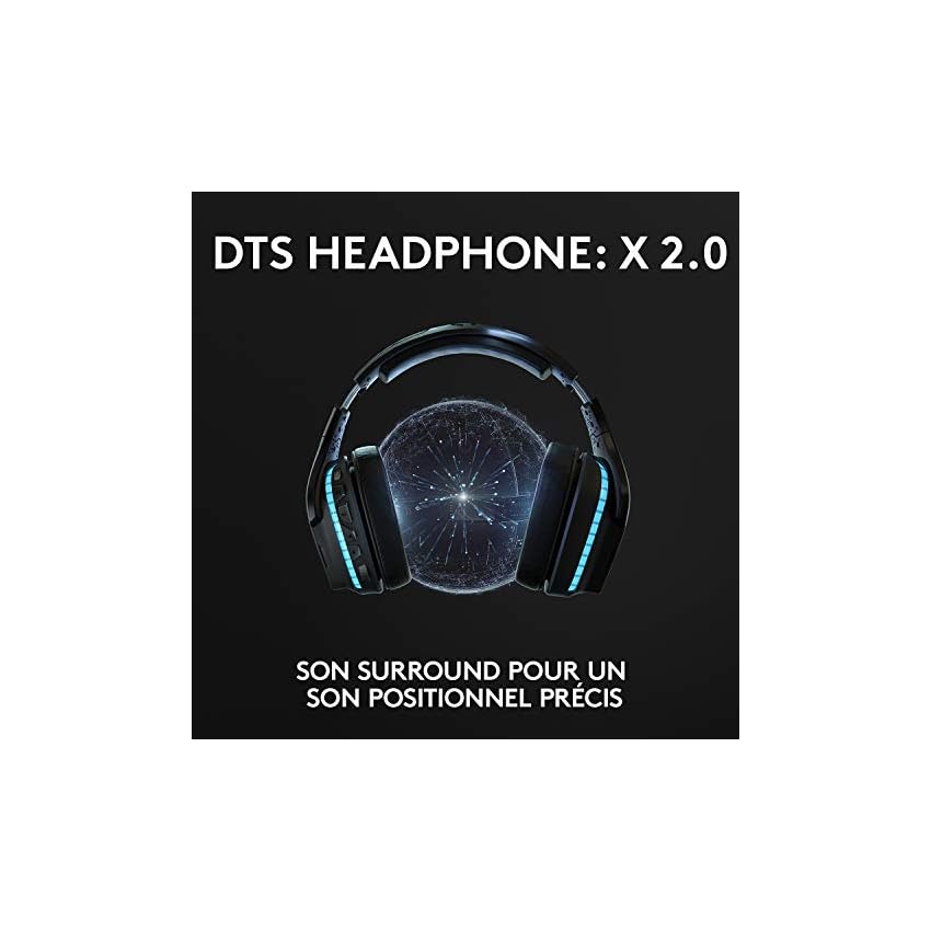 logitech g935 casque rvb de jeu sans fil , son surround 7.1, dts x 2.0, pilotes pro g 50 mm, 2,4 ghz, micro à bascule, pc/mac/ps4/nintendo switch noir