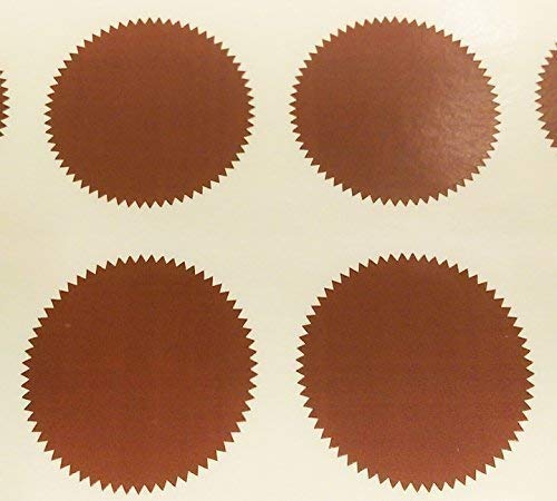 Audioprint Ltd. Pack of 500-41mm Starburst Notary/Legal/Certificate Seals - Colour Code Stickers/Sticky Labels - Choose Your Colour/s (Brown)