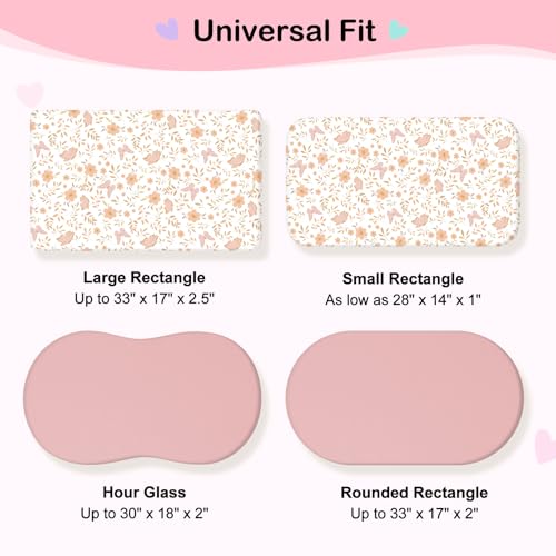 Image of FIOBEE Baby Bassinet Sheets for Girls Boys 2 Pack Waterproof Bassinet Mattress Elastic Fitted Crib Sheets Universal Fit for Hourglass Oval and Rectangle Bassinet Sheet, Pink