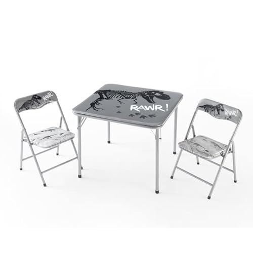 Heritage Kids Dinosaur 3 Piece Table and Chair Set, Grey