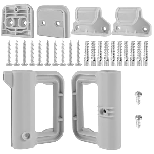 Baby Gate Replacement Parts Kit, Baby Safety Barrier Hardware Wall Mounting Kit Dog Accessories with Brackets Hooks Latches Screws for Mesh Gate Retractable Dog Barrier (Gray)
