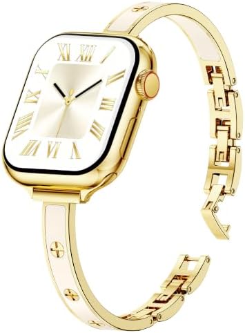 Mosonio Bands for Apple Watch Women – Slim Metal&Silicone with Cross Screw
