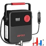 Auto Luftpumpe Luftkompressor Elektrische Mini Kompressor 12V Automatisch Reifen Inflator für Fahrrad/Motorräder/Ball,Reifendruck Prüfen,Voreingestellter Druck,10,3 Bar/150 psi,LED Licht