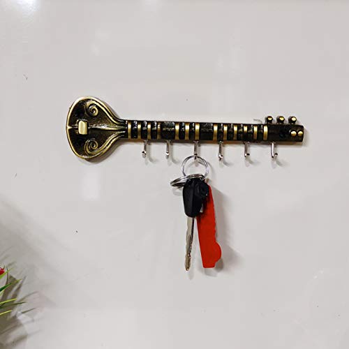 Image of KridayKraft Metal Veena Key Holder Decorative for Wall and Gift for Have House Warming Anniversaries, Birthday, Wedding Gifts, Return Gifts, Corporation Gifts, Religious-Gifts & Indian Festivals.