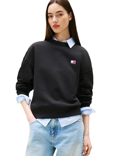 Maillot de survêtement Tommy Jeans femme col rond sweat en coton stretch à logo brodé