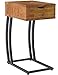Coaster Home Furnishings - Troy - Engineered Wood and Metal - 12-Inch C-Shaped Side Table with Drawer, Two Power Outlets and Two USB Ports - Living Room - Rustic Nutmeg - 900577