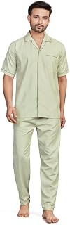 Tatwam Pick N Pick Woven Cotton RICHED with Polyester Mens Nightsuit with Fully Elastic Pajama and Buttoned TOP Price In India