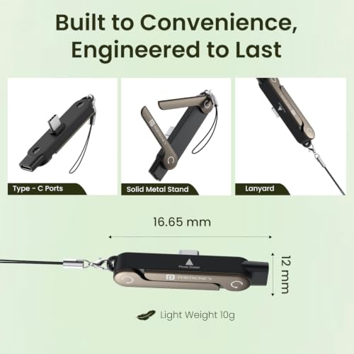 Image of Portronics 240W Dockpin Type C to Type C Adapter with in Built Stand, Smart E-Marker Chipset, Pocket-Sized Connector, Compact Cable-Free Design, Compatible with Laptops, Smartphones, Tablets(Black)