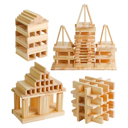 Jeu de construction en bois : 100 planches empilables pour la motricité fine PE