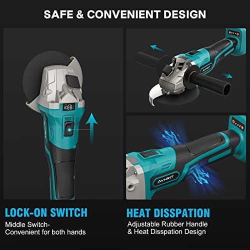 Cordless Angle Grinder, 21V Power Angle Grinder Tools With 2Pcs 4.0Ah Batteries & Fast Charger,9000Rpm Brushless Motor Metal Grinder, 4-1/2'' Cutting Wheels, Flap Disc For Cutting, Polishing #TOP6