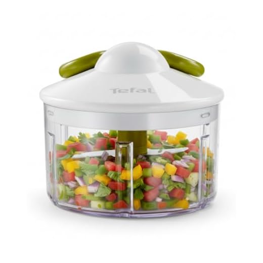 Tefal Fresh Kitchen 5 segundos K13304 picadora manual,picado grueso,medio y fino,dos cuchillos independientes y patentados,sin electricidad,base antideslizante,Color Blanco Y Verde,500 ml+2cuchillas