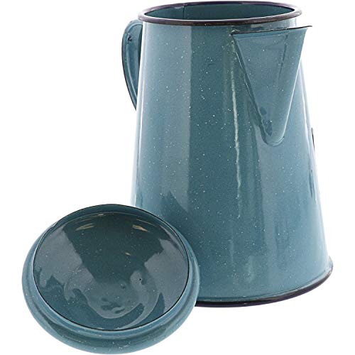 Cinsa Enamelware Coffee Pot (Turquoise Color) - 6 Cups - Camping Essentials - Hot Water For Coffee And Tea - Light And Resistant #TOP2