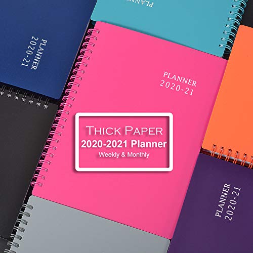 2020-2021 Planner - Weekly & Monthly Planner, 6.25" x 8.3", Flexible Cover,12 Monthly Tabs, 21 Notes Pages, Twin-Wire Binding with Two-Sided Inner Pocket