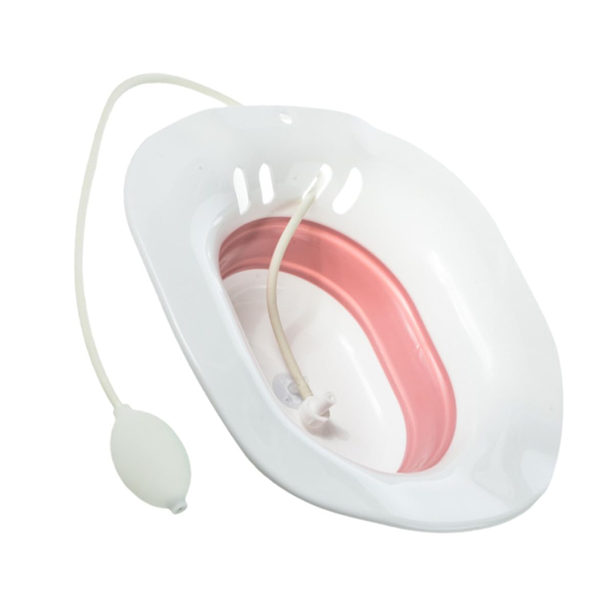 Uonlytech Bassin de Bain de Siège Pliable en Plastique Rose, Surface Lisse, Trou Anti-débordement, Soin Intime pour Post-partum et Patients Couleur Aléatoire