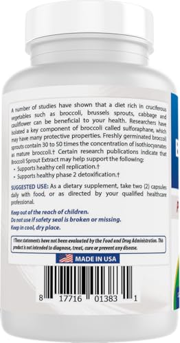 Best Naturals Broccoli Sprout Extract 1000mg per Serving - 120 Capsules (Pack of 2)