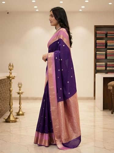 ZHANAKI VASTRA purple mysore silk saree – image 3