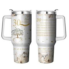 White 30th Wedding Anniversary Tumbler