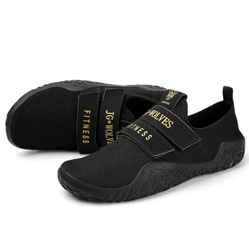 Skerxut Fitness Shoes Deadlift Shoes Cross-Trainer Sneakers for Men and Women (Black, 7.5 Men/8.5 Women)