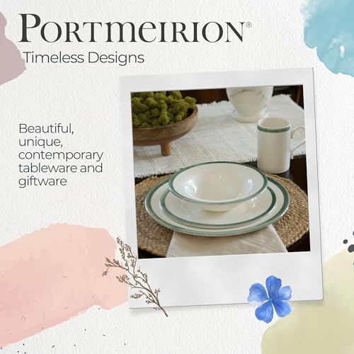 Portmeirion Potter's Brushstroke Dinner Plate (Set of 4) - 10.5-Inch Stackable Earthenware Plates - Microwave & Dishwasher Safe, Handcrafted Dinnerware for Casual & Formal Table Settings (Green)