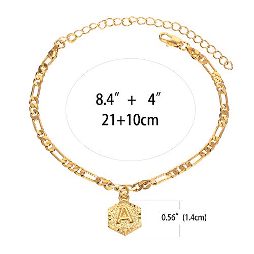 Initial Ankle Bracelets For Women Men, 18K Gold Silver Figaro Cuban Link Anklet Bracelet For Women Teen Girls, Custom Name Gold Anklet With Initials #TOP1