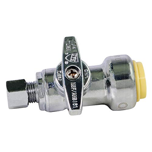 Midline Valve Vqttd1238 Push-Fit Water Supply Stop Valve One Piece Design; Straight Shut-Off For Toilet, Sink, Dishwasher, Heater; 1/2 In. Push X 3/8 In. Comp; Chrome Plated Brass #TOP2