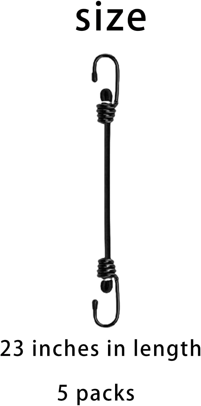 Adjustable Bungee Cords with Hooks for Cargo Tie Down Camping Travel Roof Rack Storage Organization Outdoor Use(Black)
