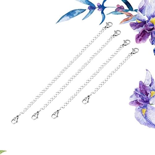 Healifty Set of 4 Necklace Extender Stainless Steel Silver Necklace Bracelet Anklet Extension Chains with Lobster Clasps and Clasps for Jewellery Making 10 cm 15 cm 7 cm 5 cm