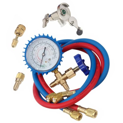 MAGICLULU Car Ac Pressure Gauge Manifold Gauge Set with Air Conditioner Hose for Automotive Refrigeration Charging Service and Ac Measurement Tool, Silicone Oil Kit with Random Random Color