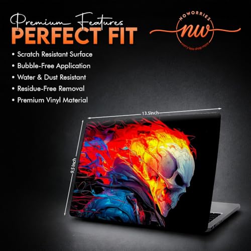 Image of NoWorries Laptop Skin for 15.6 & 14 Inch Laptop | Motivational, Superhero, Sports & Graphic Design Laptop Sticker Wrap | Premium Vinyl Laptop Cover (Ghost Rider, 13.5 x 9.5inches)
