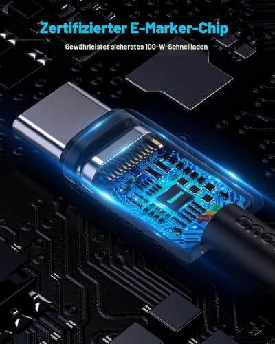 Baseus USB C auf USB C Kabel 100W 2M, PD 5A QC 4.0 Schnellladung USB C Ladekabel, Zinklegierung Typ C Kabel für iPhone 17/16/15/14/13/12… – Ansicht 6