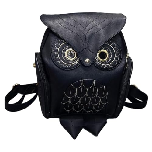 Mochila de búho ligera con compartimentos y cuero PU