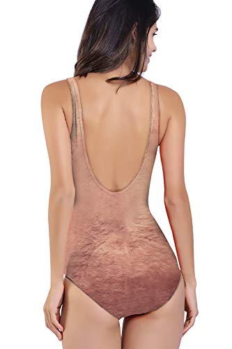 Funny Hairy Body Chest Printed Hippie Pro Swimsuits Bathing Suit Swimwear Monokini for Women L