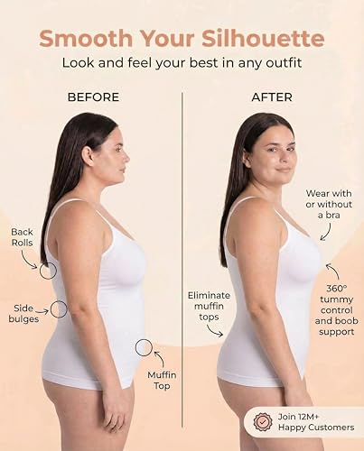 SHAPERMINT Womens Tops - Scoop Neck Cami Body Shaper for Women, Shapewear Tummy Control, Camisole Tank Tops for Women