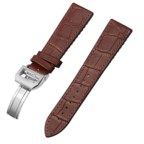 Bracelet montre 20mm résistant humidité cuir alligator véritable doublé caoutchouc