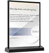 ECKEK LED Sign Holder Clear Sign Holder with LED Light Box, Table Menu Display Stand LED Menu Boa...