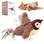Starnearby Flapping Bird Cat Toy, Interactive Cat Toys, Rechargeable Automatic Flapping Wings Chirping Bird Chase Cat Toy for Indoor Cats