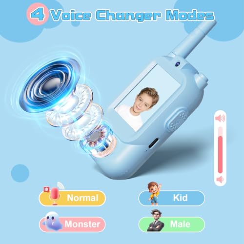 Video Walkie Talkies for Kids, Kids Rechargeable Walkie Talkies 2 Pack, 1000mAh Extra-Large Battery, 1000 Feet Range, Toys for Indoor Play, Camping, Travel, Birthday Easter for Boys & Girls Ages 3-12 — view 4