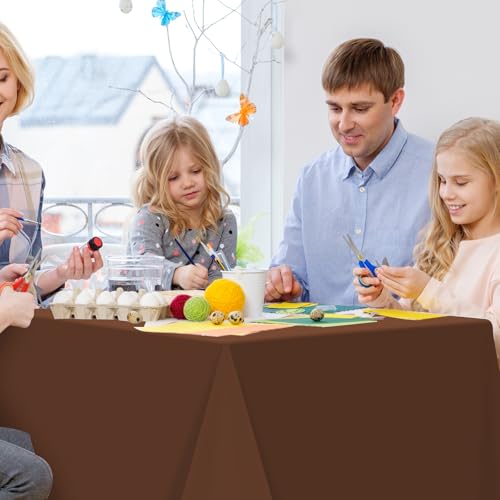 YIDAKO 6Pcs Brown Plastic Tablecloths for Rectangle Tables,Disposable Chocolate Table Cloth,Waterproof Tan Table Cover for Fall Thanksgiving Harvest Birthdays Weddings Party Decorations,54 x 108 Inch by YIDAKO - Used condition - Image 6