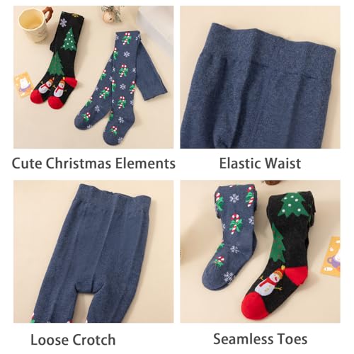 Christmas Toddler Tights,2PCS Tights for Baby Girls Infant Leggings Stockings Pantyhose for Newborn 2-12 Years2