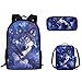 Mumeson Wolf Print Kids Backpack Schoolbag Soft Cushion Shoulder Straps Rucksack Daypack 3 Piece Set School Bag with Lunch Bag Pencil Case School Supplies