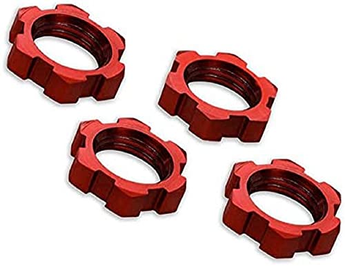 Tuercas para ruedas Traxxas 7758R de 17 mm estriadas rojas para coche RC