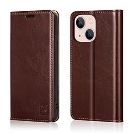 Belemay Case Compatible with iPhone 14 Wallet Case-Genuine Leather Flip Phone Case-RFID Blocking Card Holder-Shockproof TPU Shell Folio Book Cover Women Men Compatible with iPhone 14 (6.1-inch) Brown