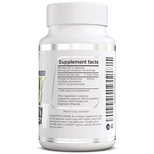 Herbolab Tongkat Ali Root Extract Capsules 200:1, Standardized To 2% Eurycomanone, 1200Mg Per Day, 30 Day Supply, 80 Capsules, (Aka Longjack, Eurycoma Longifolia, Malaysian Ginseng) #TOP1