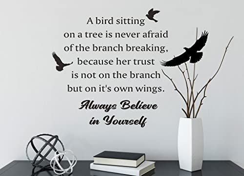 Inspirational Quotes Wall Stickers, Bird Flying A Bird Sitting on A Tree Motivational Sayings Positive Words Vinyl DIY Removable Wall Decals for Kids Room Office School