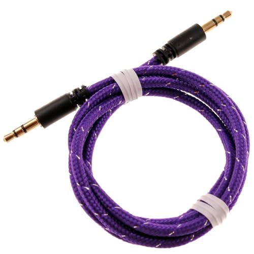 Cable auxiliar Jack 3.5mm trenzado color morado 1 m