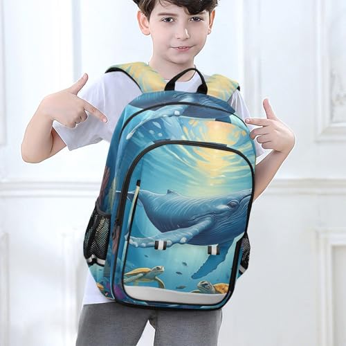 Mochila azul infantil Underwater Scene con estabilidad pectoral 6