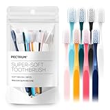 PECTRUS Lot de 8 brosses à dents manuelles extra douces pour adultes, tête de taille normale, brosse à dents ultra douce, pour adultes et personnes âgées, dents sensibles et gencives qui coulent