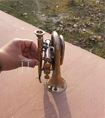 Professional Vintage Brass Trumpet Bb Pocket Trumpet 3 Valve Mouthpiece Gift For Student And Teachers #TOP3