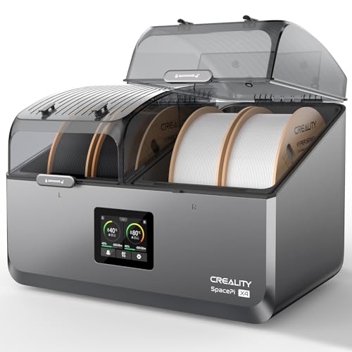 Creality Filamenttrockner 4 Spulen,Space Pi X4 Filament Aufbewahrungsbox:Zwei Unabhängige Heizkammern bis zu 85 °C, Automa Geräuschloser Energiespar Aufbewahrung with 4kg Schwarz/Weiß Hyper PLA